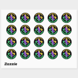 Sticker Rond Mardi Gras Mardi Vert Violet Fleur De Lis