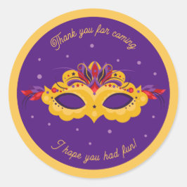Sticker Rond Mardi Gras Masquerade Thème