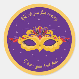 Sticker Rond Mardi Gras Masquerade Thème