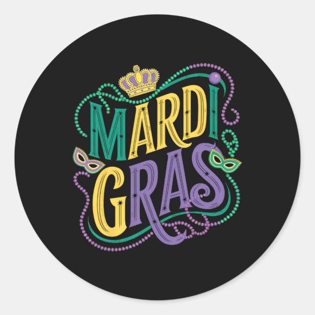 Sticker Rond Mardi Gras Parade Femmes Filles Fête Graphique (Devant)