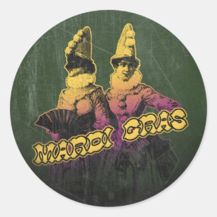 Sticker Rond Mardi Gras Revelers