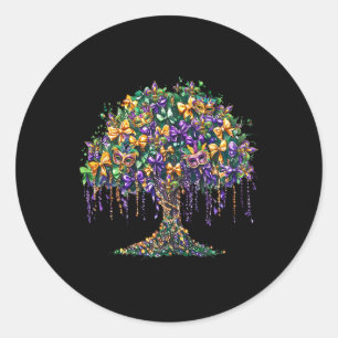 Sticker Rond Mardi Gras Tree Beads Gras New Orleans 2025 Carniv