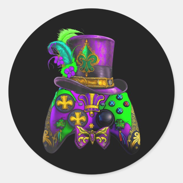 Sticker Rond Mardi Gras Video Game Controller E sport pour enfa (Devant)