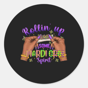 Sticker Rond Mardi Gras Weed Rollin Up Funny Party Vibes
