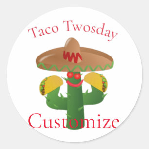 Sticker Rond Mardi Taco Saguaro Cactus Thunder_Cove