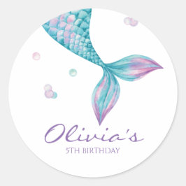 Sticker Rond Marée de sirènes sous la mer Anniversaire