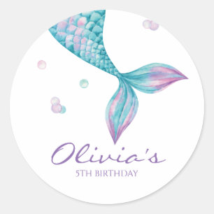 Sticker Rond Marée de sirènes sous la mer Anniversaire