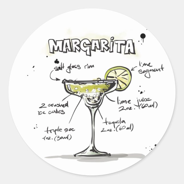 Sticker Rond Margarita Drink Recette Conception (Devant)