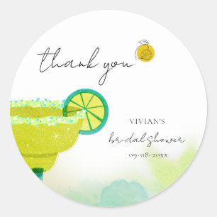 Sticker Rond Margarita Tequila Lime Aquarelle Enterrement de Vi