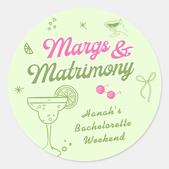 Sticker Rond Marges et bachelorette de mariage (Devant)