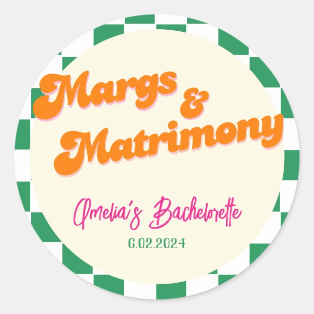Sticker Rond Marges & Mariage Bachelorette Week-end (Devant)