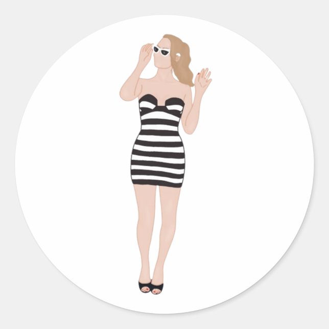 Sticker Rond Margot Robbie comme Barbie d'origine (Devant)