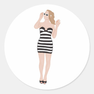 Sticker Rond Margot Robbie en Barbie originale