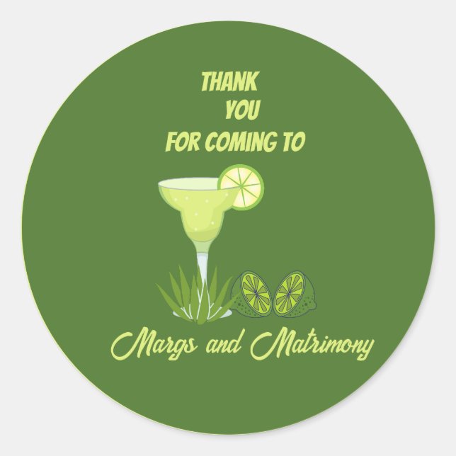 Sticker Rond margs verts sauge et mariage merci (Devant)