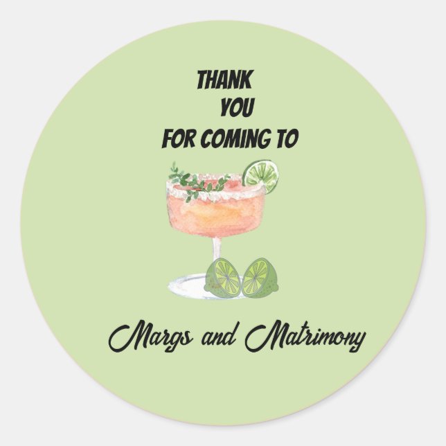 Sticker Rond margs verts sauge et mariage merci (Devant)