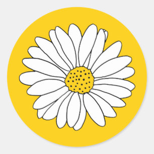 Sticker Rond Marguerite jaune et blanc 2