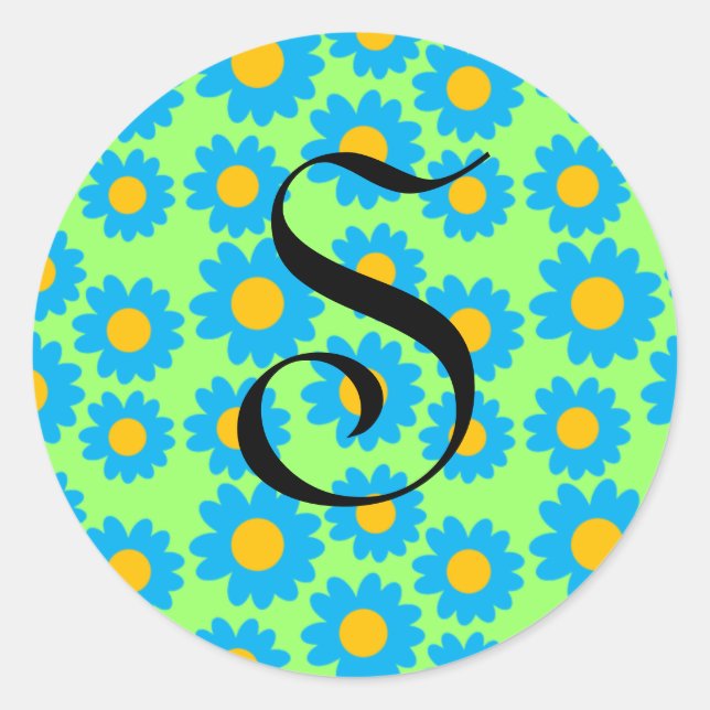 Sticker Rond Marguerites turquoise (Devant)