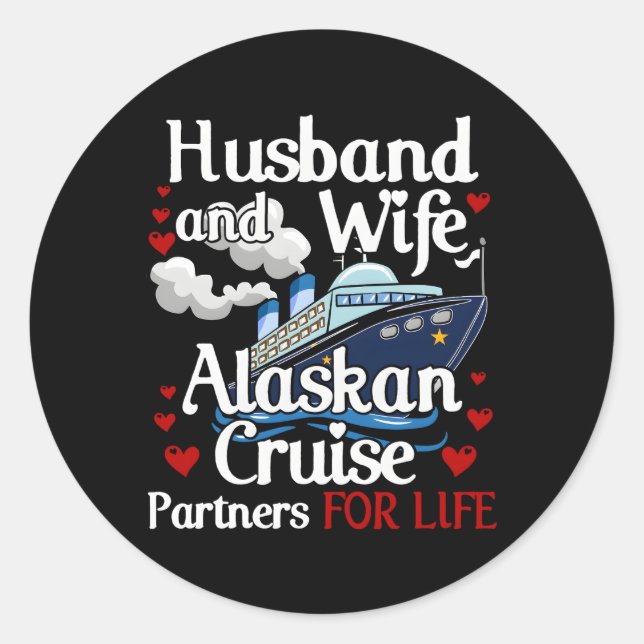 Sticker Rond Mari de croisière de l'Alaska (Devant)