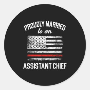Sticker Rond Mari De Femme En Chef Du Feu - Fièrement Marié