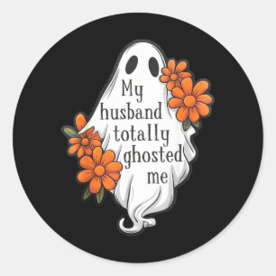 Sticker Rond Mari fantôme drôle de costume d'Halloween effrayan