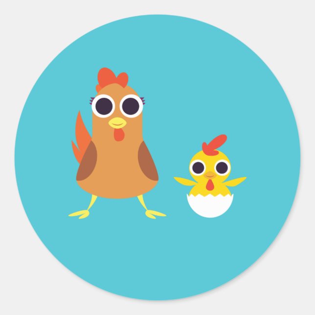 Sticker Rond Maria & Bandit les poulets (Devant)