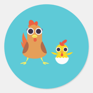 Sticker Rond Maria & Bandit les poulets