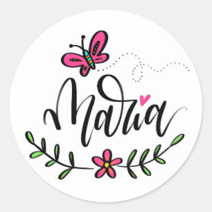 Sticker Rond Maria, en lettres