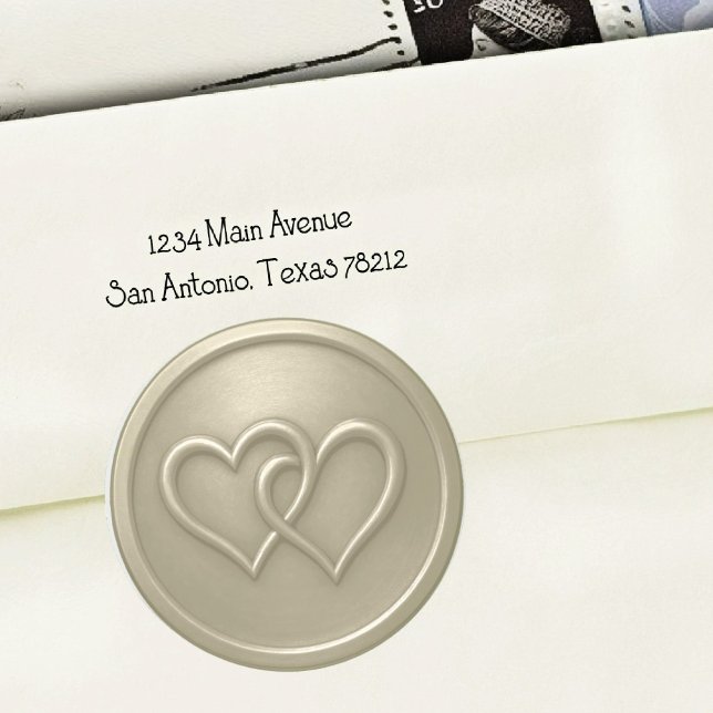 Sticker Rond Mariage à deux cœurs entrelacés gris chaud (Créateur téléchargé)