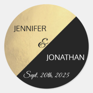 Sticker Rond Mariage à huile d'or noir moderne tendance