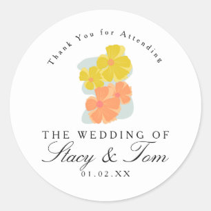 Sticker Rond Mariage à la main pour le cosmos à fleurs printani
