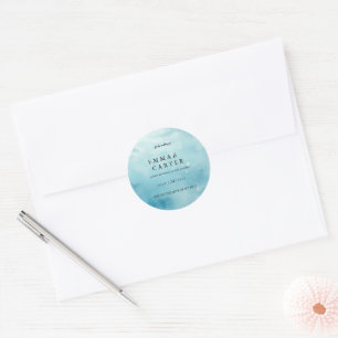 Sticker Rond Mariage à l'aquarelle sous la mer Écriture élégant