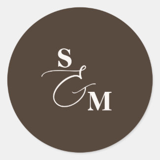 Sticker Rond Mariage à l'Esperluette de Monogramme Classique Sc
