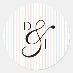Sticker Rond Mariage à l'Esperluette de Script de Monogramme de