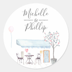 Sticker Rond Mariage à Paris aquarelle fleurs sauvages