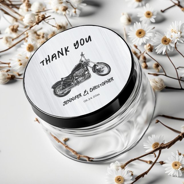 Sticker Rond Mariage à thème moderne simple moto moto (Créateur téléchargé)