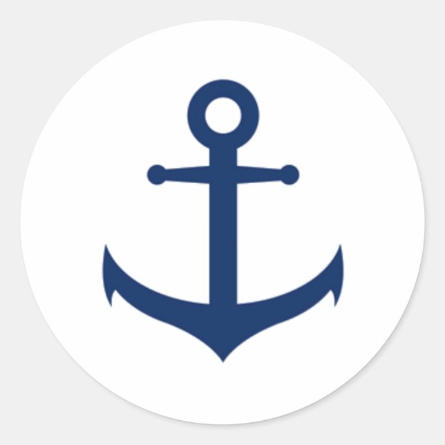 Sticker Rond Mariage Ancre bleu marine (Devant)