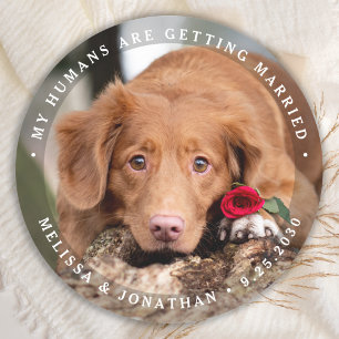 Sticker Rond Mariage animal personnalisé Chien Photo Fiançaille