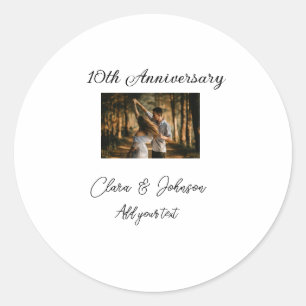 Sticker Rond Mariage Anniversaire ajouter nom année image texte