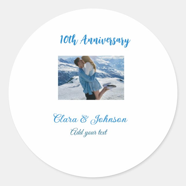 Sticker Rond Mariage Anniversaire ajouter nom année image texte (Devant)