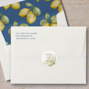 Sticker Rond Mariage Aquarelle Citrons Modernes