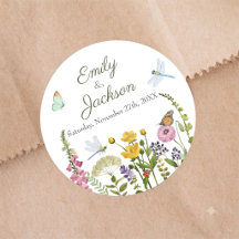 Mariage aquarelle papillon libellule fleur sauvage