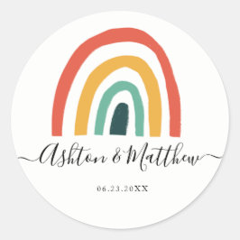 Sticker Rond Mariage arc-en-ciel