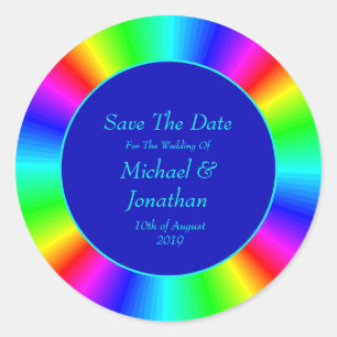 Sticker Rond Mariage Arc-En-Ciel Clair Coloré Enregistrer La Da