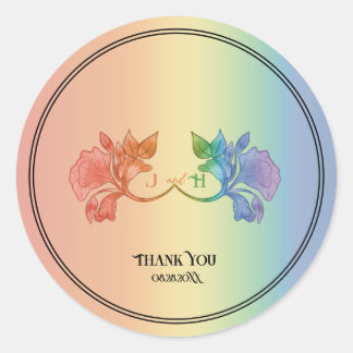 Sticker Rond Mariage Art nouveau aquarelle Rainbow II