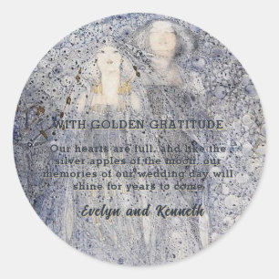 Sticker Rond Mariage Art Nouveau Éthéré Navy