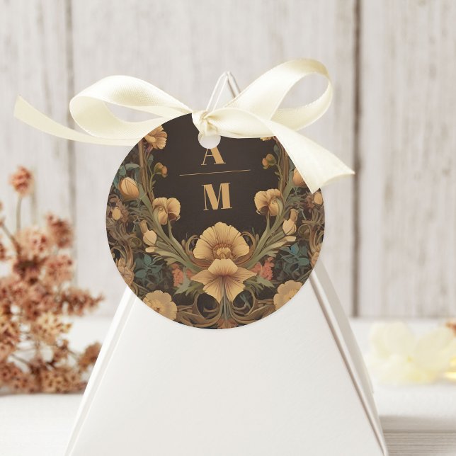 Sticker Rond Mariage Art Nouveau Floral décoratif (Créateur téléchargé)