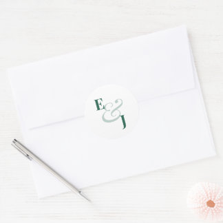 Sticker Rond Mariage au symbole esperluette émeraude | Sceau d'