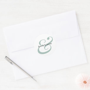 Sticker Rond Mariage au Vert Ampersand Enveloppe Monogramme