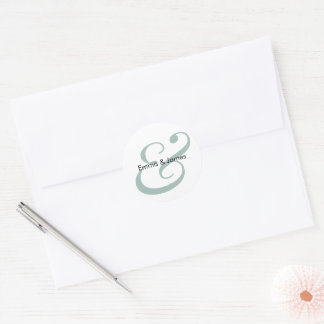 Sticker Rond Mariage au Vert Ampersand | Enveloppe Monogramme