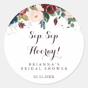 Sticker Rond Mariage automnal à l'aquarelle Sip Sip Hourra